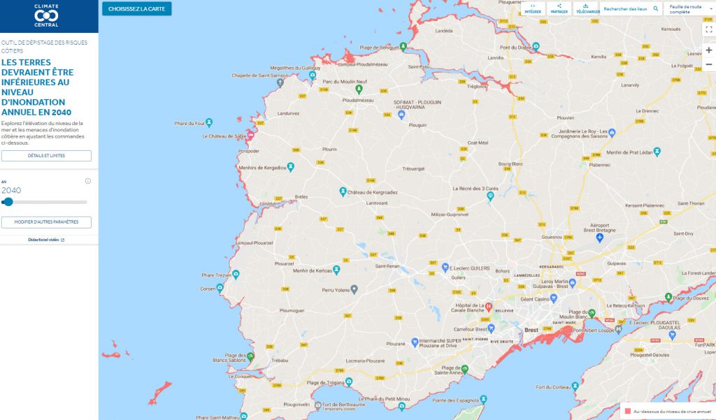 hausse niveau mer iroise