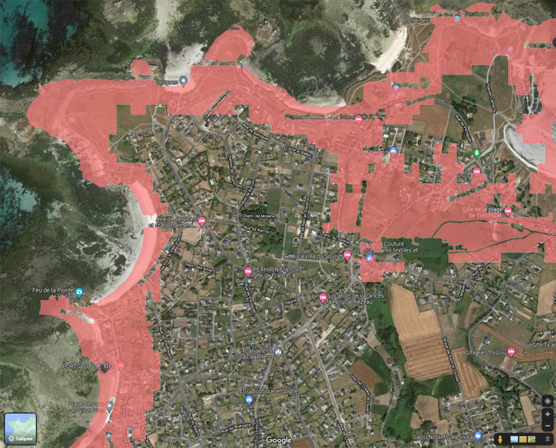 zones urbanisées sous l'eau en 204°