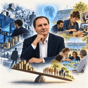 Illustration sur les effets de l’IA sur l’emploi, le capital, la productivité et la redistribution